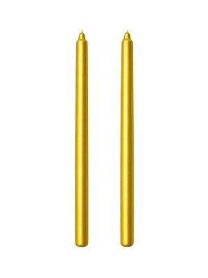 Belirtilmemiş 2’li Altın Gold Metalik Şamdan Mum Seti 25 cm – Dekoratif Ince Şamdan Mum, Kokusuz Parafin WAX,%100