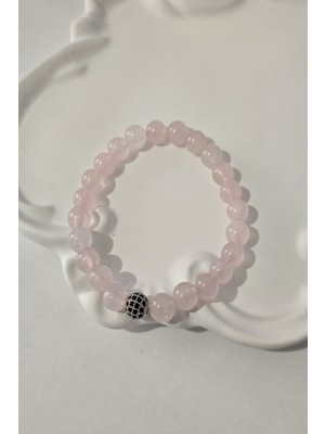 c-bhadu naturel Sertifikalı 8 mm Zirkon Taşı, Pembe Kuvars Doğaltaş Bileklik