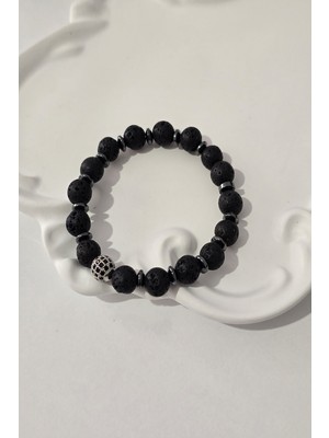 c-bhadu naturel Sertifikalı 8 mm Zirkon Taşı, Lav Taşı, Hematit Doğaltaş Bileklik