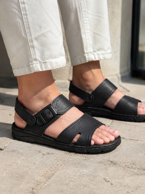 Ern Shoes Içi Dışı Hakiki Deri Ortopedik Erkek Terlik Sandalet