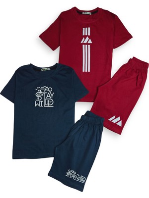 Minik Motion 2'li Set Kısa Kollu Tshirt ve Şortlu Çocuk Minikmotion Alt Üst Takım
