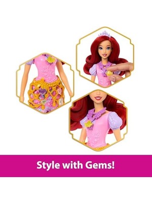 Mattel Filmden Ilham Alan Mattel Prensesi Ariel Bebek, Aksesuarlar, Kalp Şeklinde Değerli Taş Kutusu ile Çocuk Yüzüğü Dahil 8 Sürpriz ve 9 Parça, JHL49