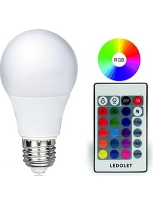 Belirtilmemiş Rgb LED Ampül 220V 9W E27 Kumandalı Ledolet