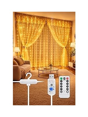 Belirtilmemiş 3x3 8 Fonksiyonlu Dekoratif Saçak LED Sarkıt Perde LED Eklenebilir LED Süsleme LED Peri LED Işık Le