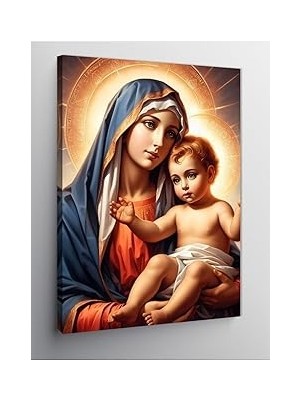 Belirtilmemiş Tablo Mega Kanvas Tablo Meryem Ana Hz Isa, 70CM x 100CM