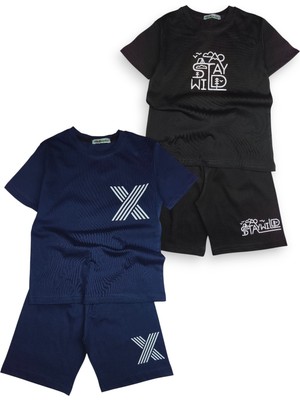 Minik Motion 2'li Set Kısa Kollu Tshirt ve Şortlu Çocuk Minikmotion Alt Üst Takım