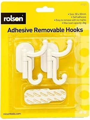 61321 2pc Removable Adhesive Hooks,