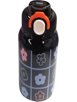 Çelik Içli Termos 550ML Siyah Çiçekli