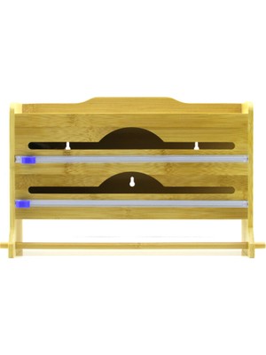Renas Store 2ın1 = 2 Streçli̇k - 1 Kağit Havluluk Ahşap Bambu Streçli̇k - Folyoluk - Havluluk Kesi̇ci̇ Biçak Kanall