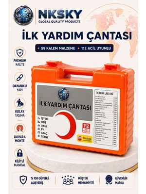 Nksky 59 Parça İlk Yardım Çantası ve İlk Yardım Seti Duvara Monte Ecza Dolabı İş Yeri Ofis Ev Araç İçin