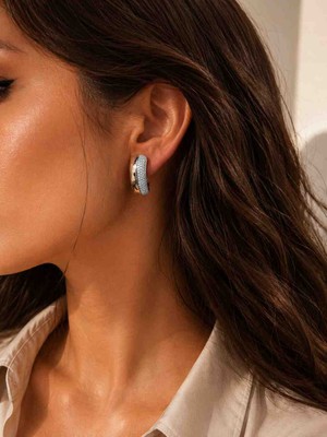 Maison Zirkon Taşlı Minimal Küpe