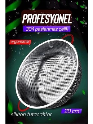 Renas Store 28 cm Kevgir Yuvarlak Süzgeç Profesyonel 304 Paslanmaz Çelik 721934