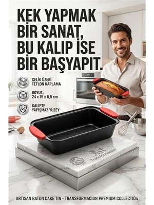 Renas Store Yanmaz Yapışmaz Baton Kek Kalıbı Silikon Saplı Ekmek Kalıbı 24 cm Granit Efektli 723135