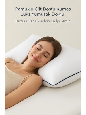 Renas Store 2 Adet 50X70CM Nano Jel Lüks Yastık | 1200GR Anti-Alerjik Pamuklu Yastık Seti 2li