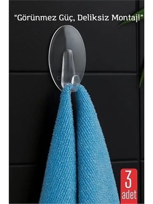 Easera Ticaret 3 Lü Şeffaf Kendinden Yapışkanlı Duvar Askısı – 5.5 x 3.2 cm | Iz Bırakmaz, Güçlü Tutu