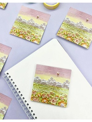 Mikasso Doğa Temalı Yağlı Boya Tablo Çiftlik Post-It Yapışkanlı Not Kağıdı