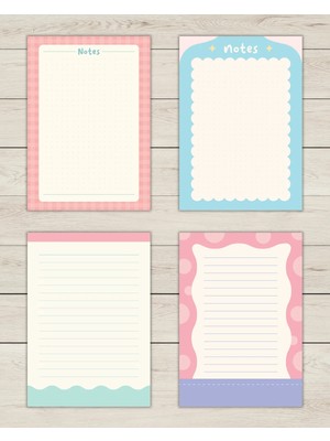 Mikasso Renkli 4'lü Not Kağıdı Seti, A6 Boyut, Memopad, To Do List, Bloknot, Planlayıcı Diğer