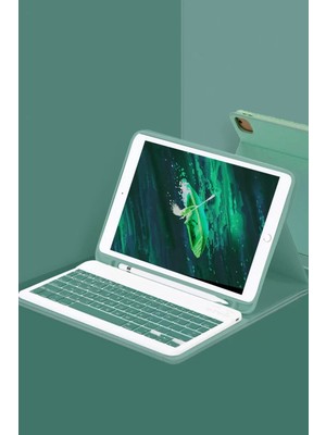 Zenvia Znv Apple iPad Pro 11 (2022) Kılıf KC01 Smart Klavyeli Tablet Kılıfı - Koyu Yeşil ZNV2029