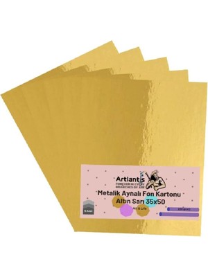 Mikasso Altın Sarı 35X50 Metalik Aynalı Fon Kartonu 5 Adet 1 Paket Aynalı Metalik Fon Kartonu
