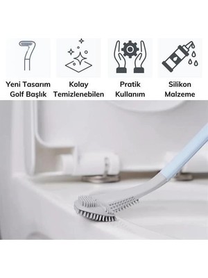 Renas Store Golf Tasarımlı Silikon Wc Klozet Mutfak Temizlik Fırçası Kanca Hediyeli