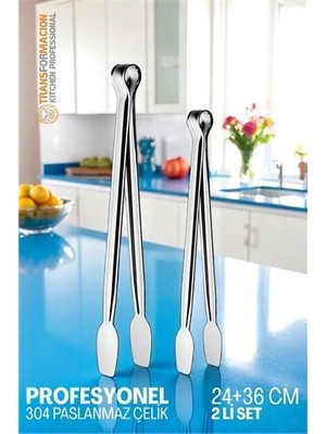 Renas Store 2 Boy Mutfak Maşası - Mangal Barbekü Maşası - Izgara Maşası Tava Maşası Çelik  18 ve 36 cm 721809