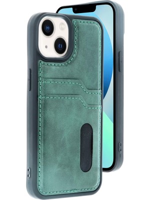 Zenvia Znv Apple iPhone 14 Kılıf Sara Kartvizitli Deri Kılıf - Koyu Yeşil ZNV2029
