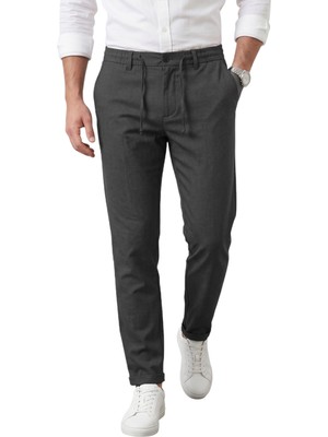 Deepsea Füme Italyan Kesim Slim Fit Likralı Duble Paça Erkek Spor Pantolon 2602050