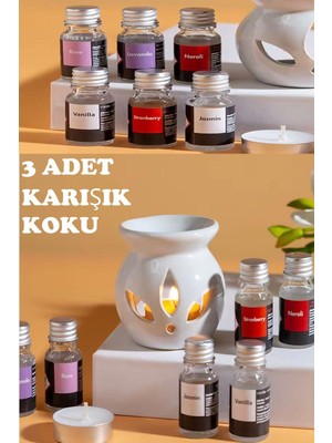 Sonx 3 Lü Aromaterapi Uçucu Yağ Seti ve Seramik Buhurdanlık - Rahatlatıcı Oda Kokusu & Spa Den