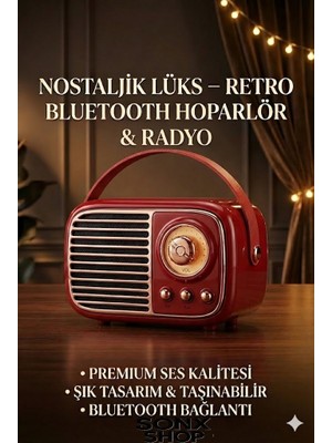 Sonx Nostaljik Retro Bluetooth  - Fm Radyo, USB ve Bluetooth Kablosuz Hoparlör
