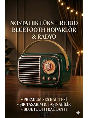 Sonx Nostaljik Retro Bluetooth  - Fm Radyo, USB ve Bluetooth Kablosuz Hoparlör