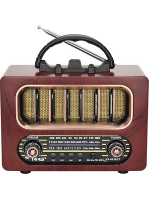 Gees Orta Boy Retro Ahşap Tasarım Bluetooth Hoparlörlü Radyo – Fm/am Destekli, Şarjlı ve Ta�