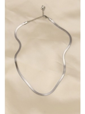 Mey Ithalat® 316L Çelik Silver Renk 45 cm Italyan Zincir Model Kadın Kolye