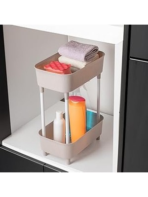 Nacario Porsima 1130 Iki Katlı Raf - Çok Amaçlı Mutfak Banyo Düzenleyici Organizer - Cappuccino