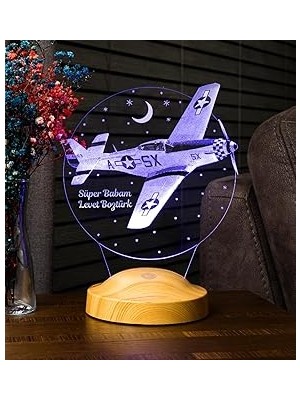 Nacario Babaya Hediye Babalar Günü Hediyesi Uçak Gecelambası Kişiye Özel 3D LED Lamba