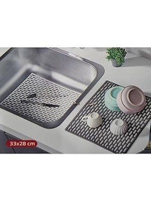 Nacario Seahome Dikdörtgen Silikon Lavabo Buzluk Matı 33X28 cm Antrasi̇t Renk 1 Adet ISGLVB112