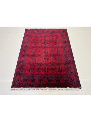 El Dokuma Afgan Halı Bilicik Bordo Renk Kök Boya 152 x 200 cm