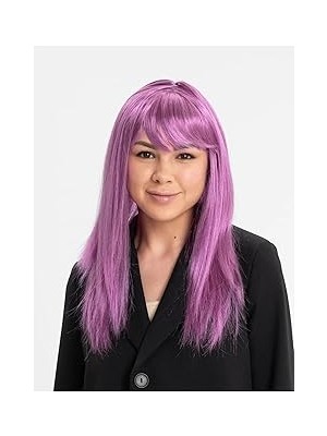Nacario Pembe Renk Düz Kesim Uzun Parti Peruğu, Tek Ebat, SMR-D039AVNMUSTRAN, Pembe