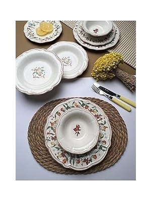 Nacario Tabak Evi̇ Fulya Food Garden Kahverengieskitme Porselen Yemek Takımı 6 Kişilik 24 Parça FLY24YKPRS99