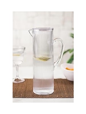 Nacario Ews Arkilik Barok 1,5 Lt Şeffaf Sürahi (Buzdolabı Kapak Rafına Sığar)