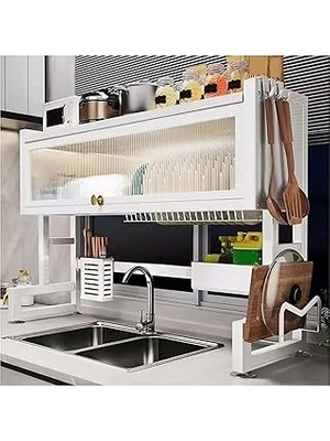 Nacario Valkyrie Evye Üstü Bulaşık Kurutmalık 105X30X80 cm Beyaz Çok Amaçlı Mutfak Organizer Raf Beyaz