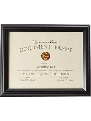 Nacario Lawrence Frames 185081 Siyah Belge Resim Çerçevesi, 8,5 x 11-Inç
