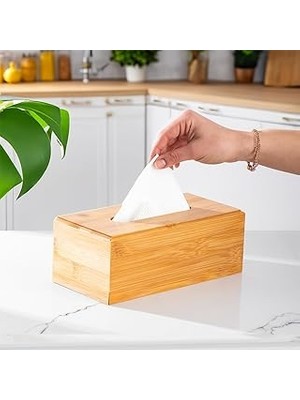 Nacario Porsima 0006 Bambu Peçetelik Ahşap Dekoratif Peçetelik Masaüstü Peçetelik Peçete Düzenleyici Peçete