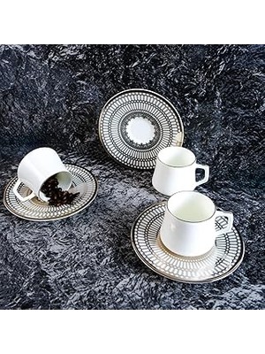 Nacario Evaliza Crown Platin 6 Kişilik Kahve Fincan Takımı 80 ml