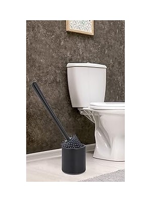 Nacario Silikon Wc Tuvalet Banyo Fırçası Klozet Fırçası Siyah Oval