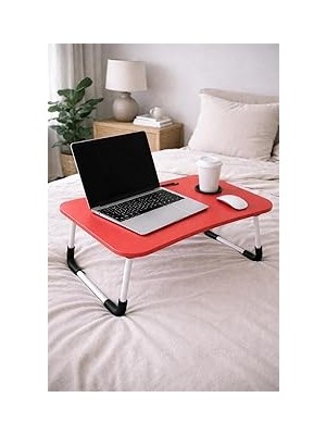 Nacario Portatif Atlantik Kırmızı Renk Laptop Sehpası Katlanabilir Çalışma Masası Kahvaltı Masası