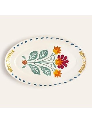 Nacario Luohu Porselen Oval Tabak 31X18 cm Renkli