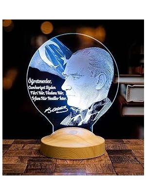 Nacario Atatürk Sözleri Hediye LED Lamba, Mustafa Kemal Atatürk Görselli Hediyeler