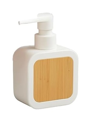 Nacario Mat Antrasit Sabunluk | Ahşap Desenli Lüks, Ergonomik Tasarım, Ahşap Dispenser (Beyaz)