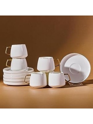 Nacario Saturn 6 Kişilik Kahve Fincanı Takımı 90 ml Gold