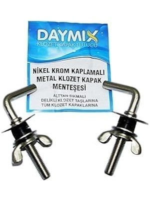 Nacario Daymıx Klozet Kapak Menteşesi, Nikel Krom Kaplamalı Metal, Alttan Sıkmalı Vida, Delikli Klozet Taşl